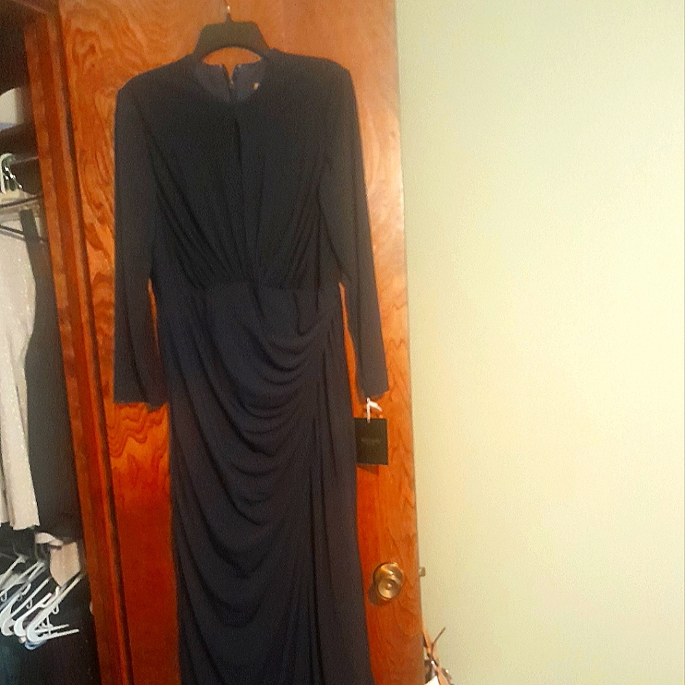 Chic Long Sleeve Navy Dress